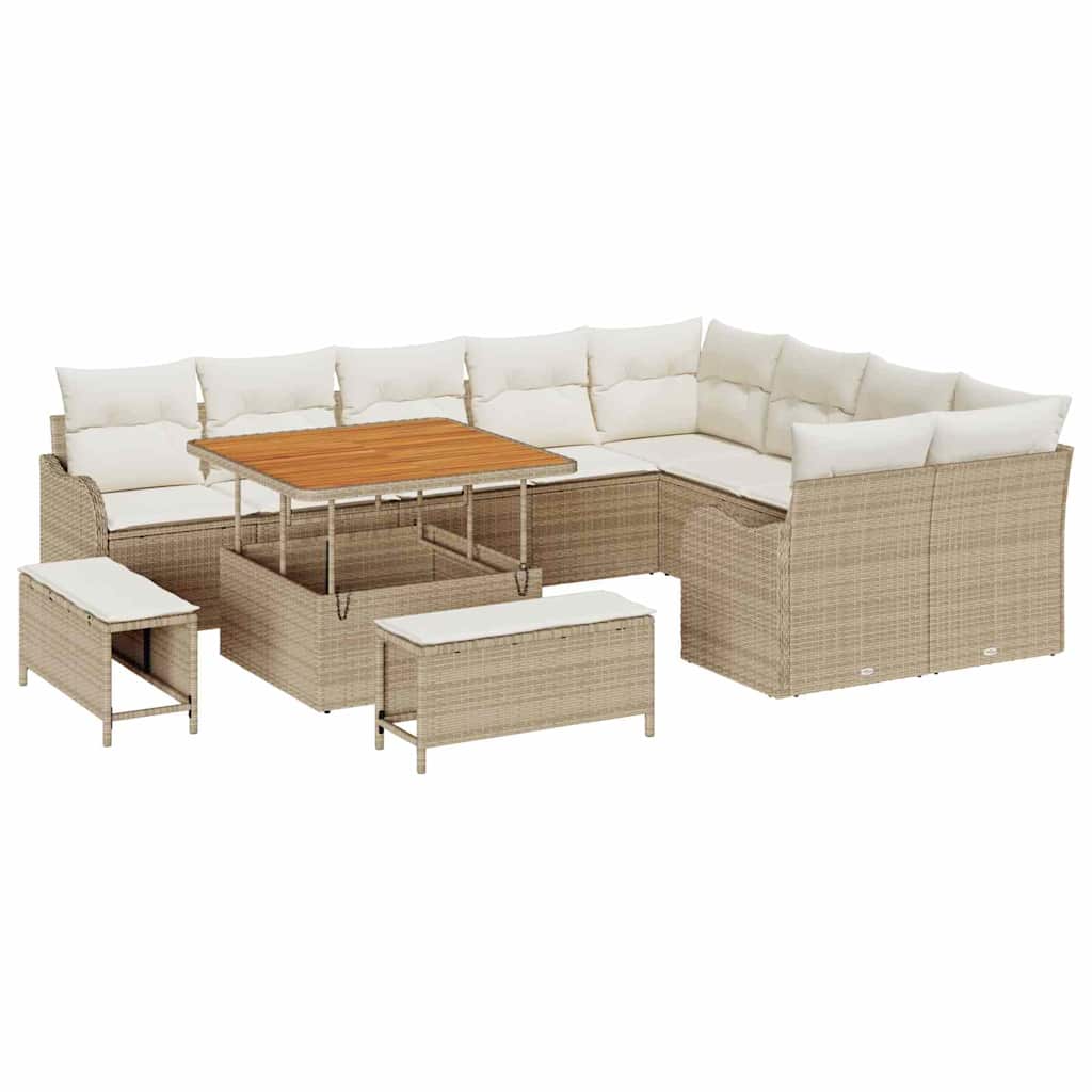 Tuin Sofa Set 12 st 11-Aantal zitplaatsen Beige en Crème