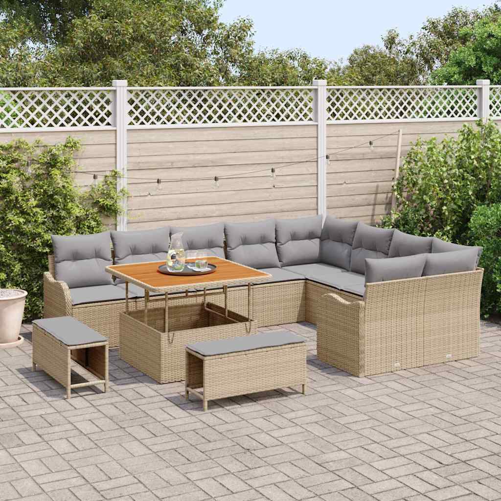 Tuin Sofa Set 12 st 11-Aantal zitplaatsen Beige en Licht Grijs