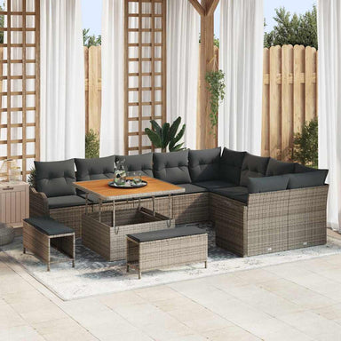 Tuin Sofa Set 12 st 11-Aantal zitplaatsen Grijs