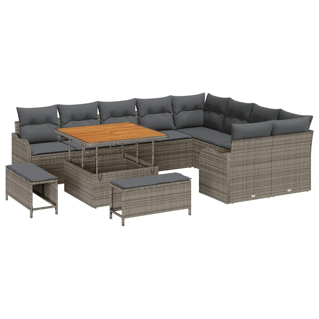 Tuin Sofa Set 12 st 11-Aantal zitplaatsen Grijs