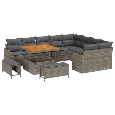 Tuin Sofa Set 12 st 11-Aantal zitplaatsen Grijs