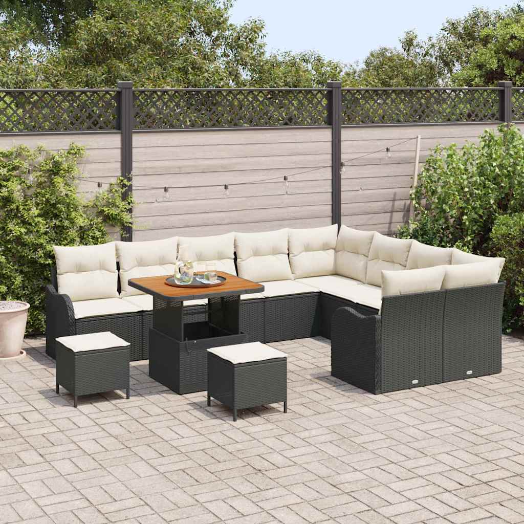 Tuin Sofa Set 12 st 11-Aantal zitplaatsen Zwart en Crème