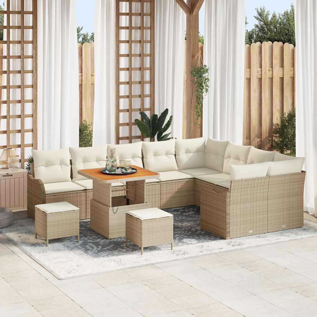Tuin Sofa Set 12 st 11-Aantal zitplaatsen Beige en Crème