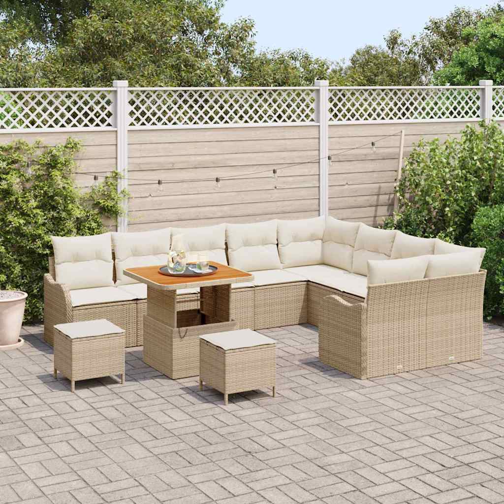 Tuin Sofa Set 12 st 11-Aantal zitplaatsen Beige en Crème