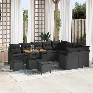 Tuin Sofa Set 12 st 11-Aantal zitplaatsen Zwart