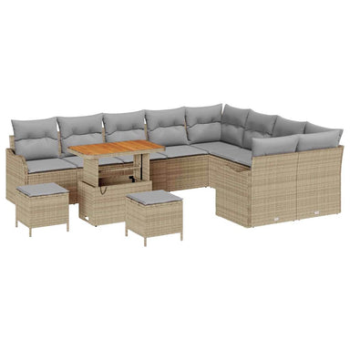 Tuin Sofa Set 12 st 11-Aantal zitplaatsen Beige en Licht Grijs