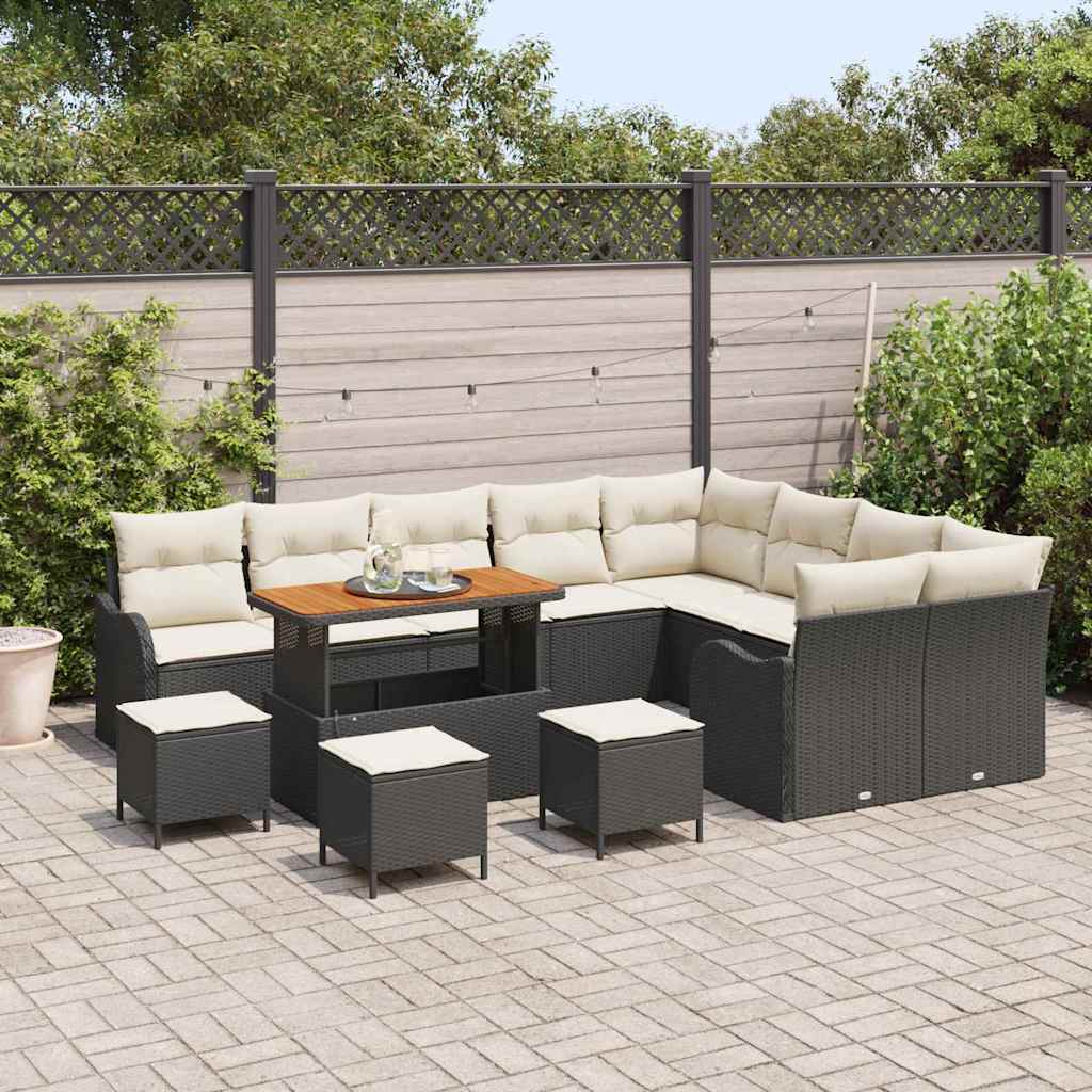 Tuin Sofa Set 13 st 12-Aantal zitplaatsen Zwart en Crème