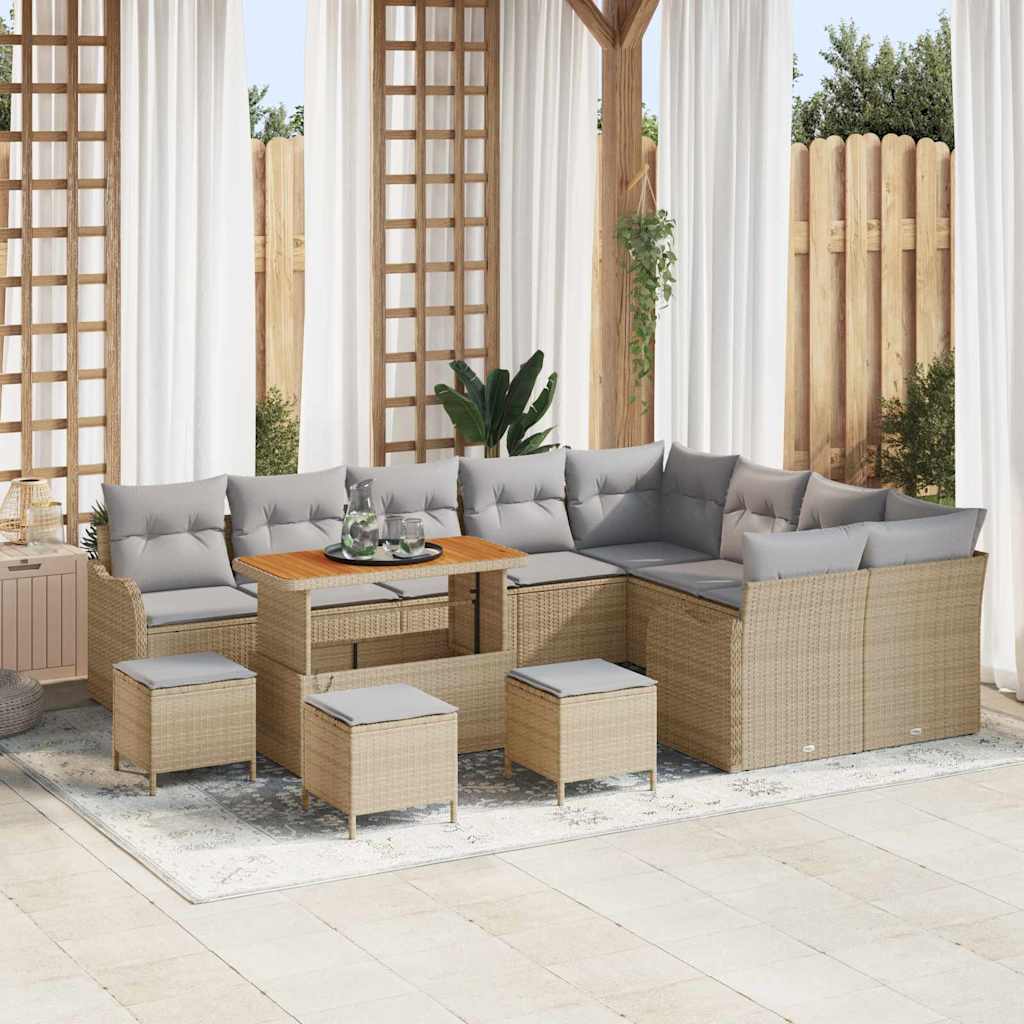 Tuin Sofa Set 13 st 12-Aantal zitplaatsen Beige en Licht Grijs