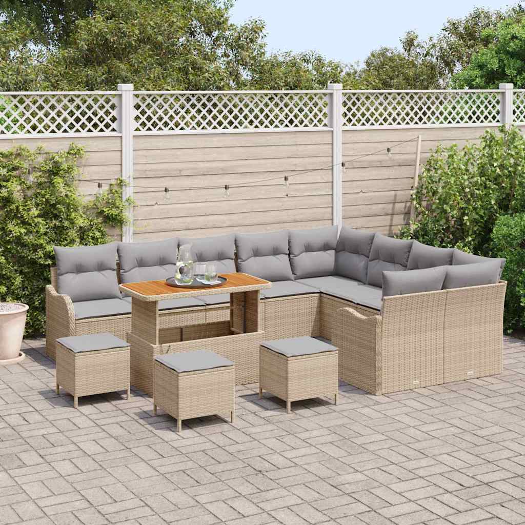 Tuin Sofa Set 13 st 12-Aantal zitplaatsen Beige en Licht Grijs