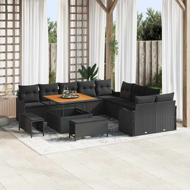Tuin Sofa Set 13 st 12-Aantal zitplaatsen Zwart