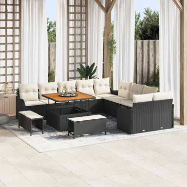 Tuin Sofa Set 13 st 12-Aantal zitplaatsen Zwart en Crème