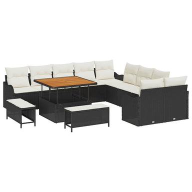 Tuin Sofa Set 13 st 12-Aantal zitplaatsen Zwart en Crème