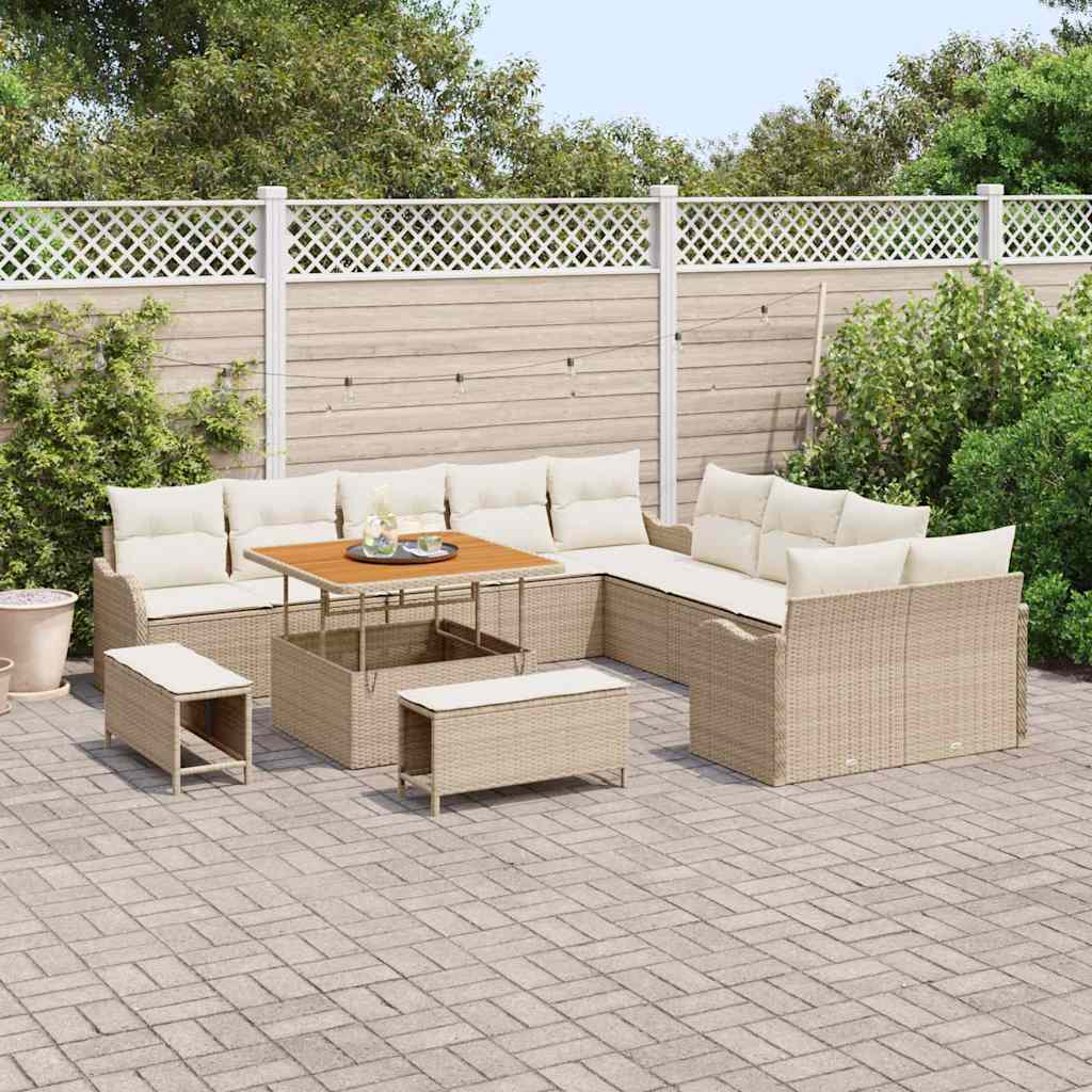 Tuin Sofa Set 13 st 12-Aantal zitplaatsen Beige en Crème