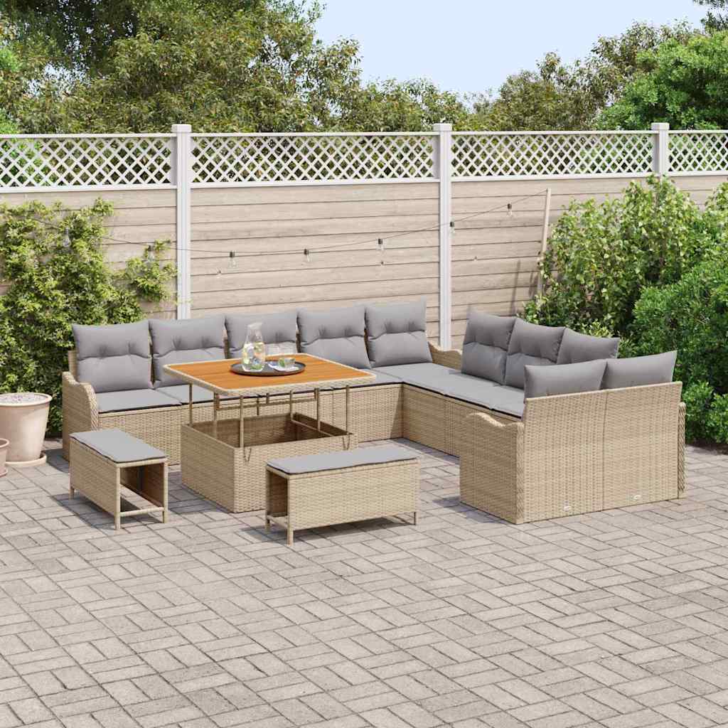 Tuin Sofa Set 13 st 12-Aantal zitplaatsen Beige en Licht Grijs