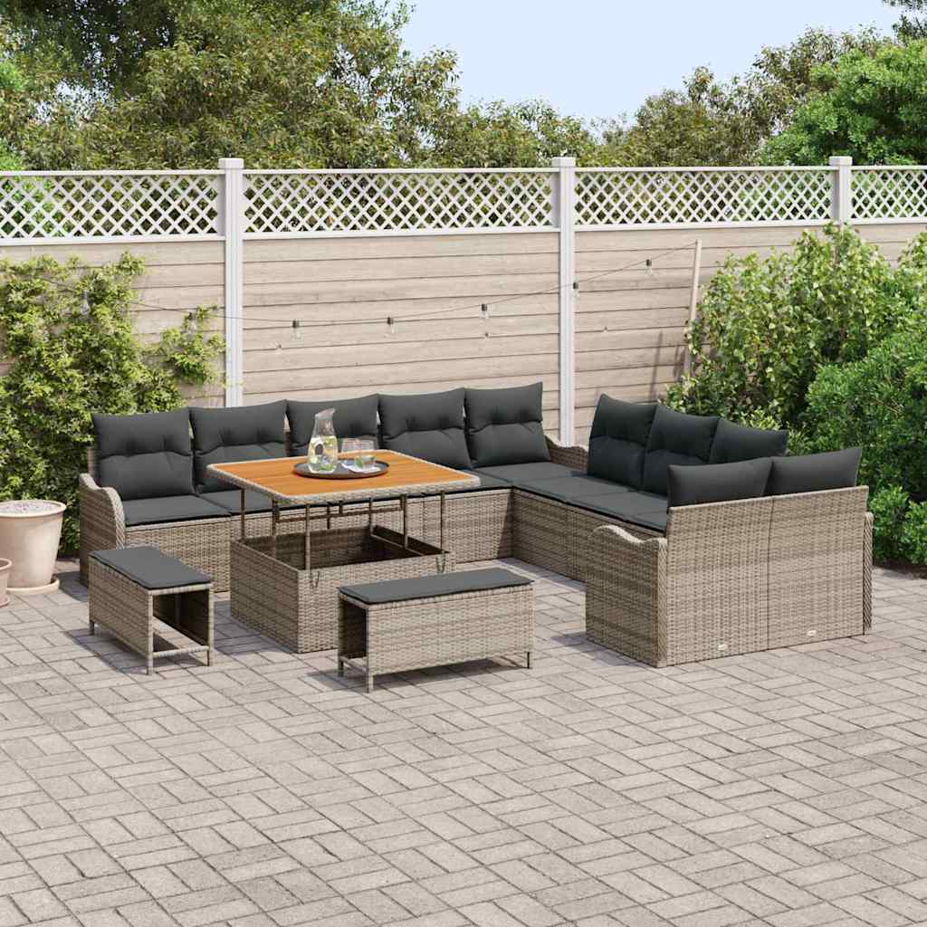 Tuin Sofa Set 13 st 12-Aantal zitplaatsen Grijs