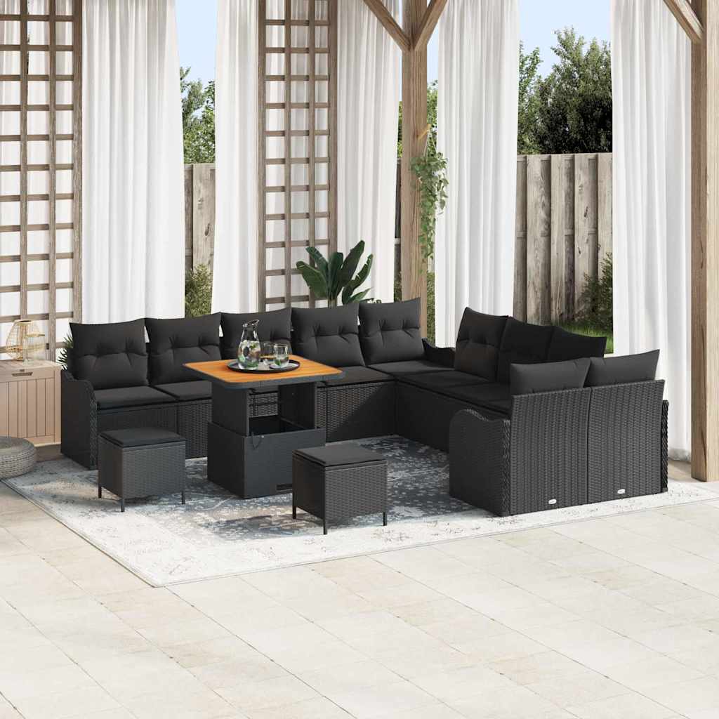Tuin Sofa Set 13 st 12-Aantal zitplaatsen Zwart