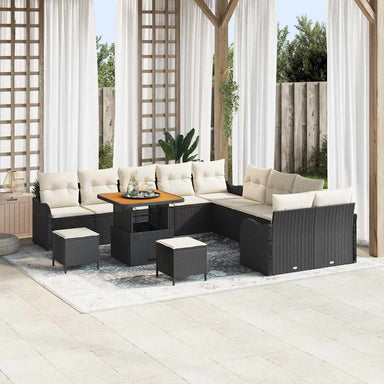 Tuin Sofa Set 13 st 12-Aantal zitplaatsen Zwart en Crème