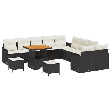 Tuin Sofa Set 13 st 12-Aantal zitplaatsen Zwart en Crème