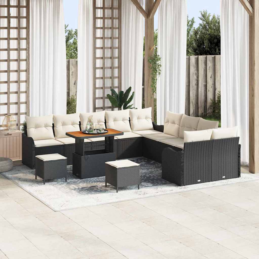 Tuin Sofa Set 13 st 12-Aantal zitplaatsen Zwart en Crème