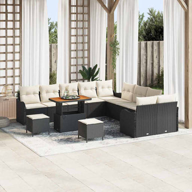 Tuin Sofa Set 13 st 12-Aantal zitplaatsen Zwart en Crème
