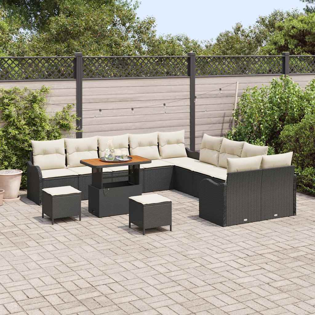 Tuin Sofa Set 13 st 12-Aantal zitplaatsen Zwart en Crème
