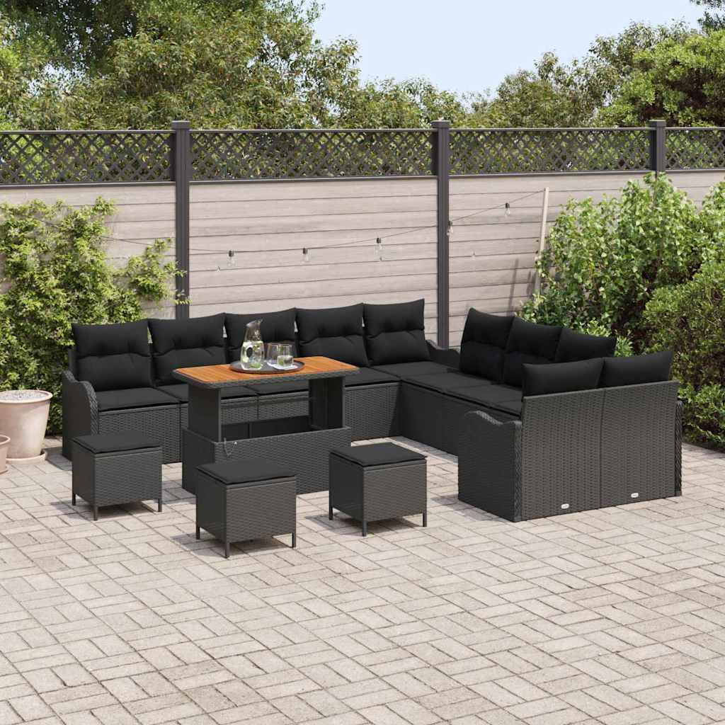 Tuin Sofa Set 14 st 13-Aantal zitplaatsen Zwart