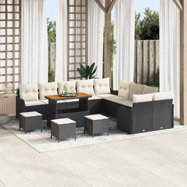 Tuin Sofa Set 14 st 13-Aantal zitplaatsen Zwart en Crème