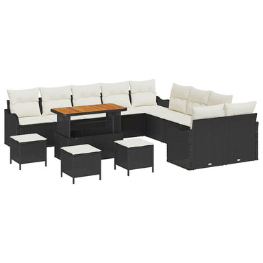 Tuin Sofa Set 14 st 13-Aantal zitplaatsen Zwart en Crème
