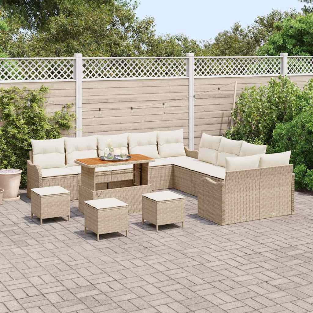 Tuin Sofa Set 14 st 13-Aantal zitplaatsen Beige en Crème