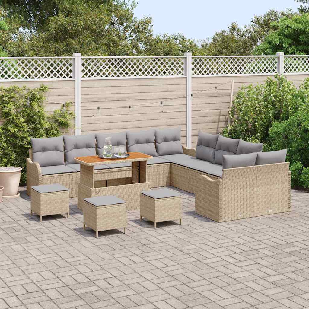 Tuin Sofa Set 14 st 13-Aantal zitplaatsen Beige en Licht Grijs