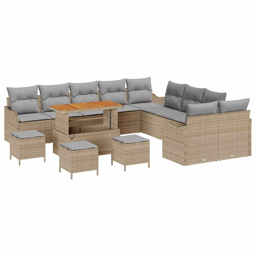 Tuin Sofa Set 14 st 13-Aantal zitplaatsen Beige en Licht Grijs