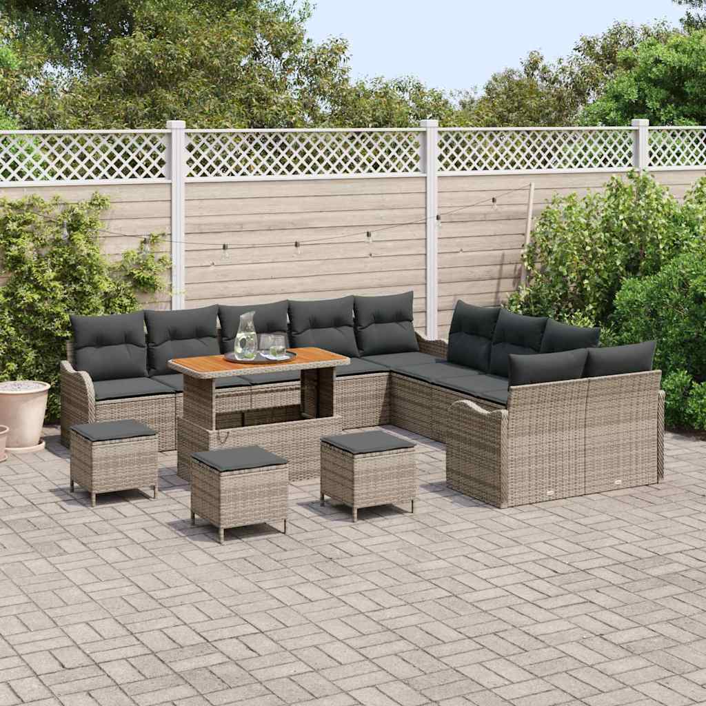 Tuin Sofa Set 14 st 13-Aantal zitplaatsen Grijs