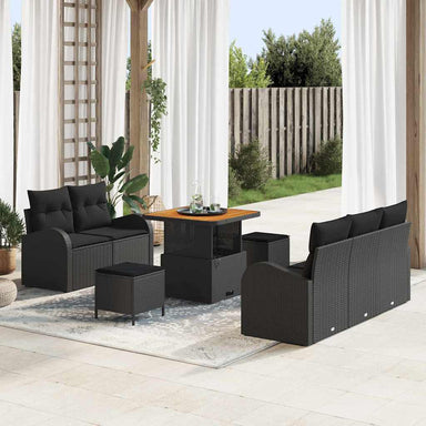 Tuin Sofa Set 8 st 7-Aantal zitplaatsen Zwart