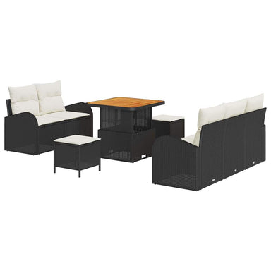 Tuin Sofa Set 8 st 7-Aantal zitplaatsen Zwart en Crème