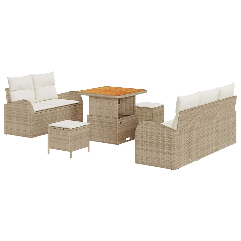 Tuin Sofa Set 8 st 7-Aantal zitplaatsen Beige en Crème