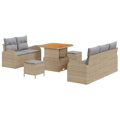 Tuin Sofa Set 8 st 7-Aantal zitplaatsen Beige en Licht Grijs