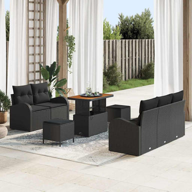 Tuin Sofa Set 8 st 7-Aantal zitplaatsen Zwart
