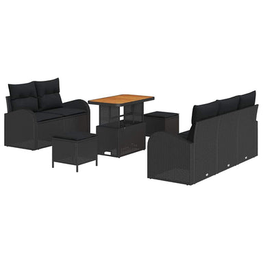 Tuin Sofa Set 8 st 7-Aantal zitplaatsen Zwart