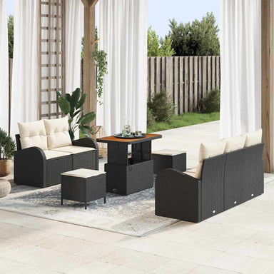 Tuin Sofa Set 8 st 7-Aantal zitplaatsen Zwart en Crème