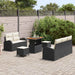 Tuin Sofa Set 8 st 7-Aantal zitplaatsen Zwart en Crème