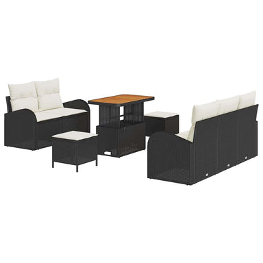Tuin Sofa Set 8 st 7-Aantal zitplaatsen Zwart en Crème