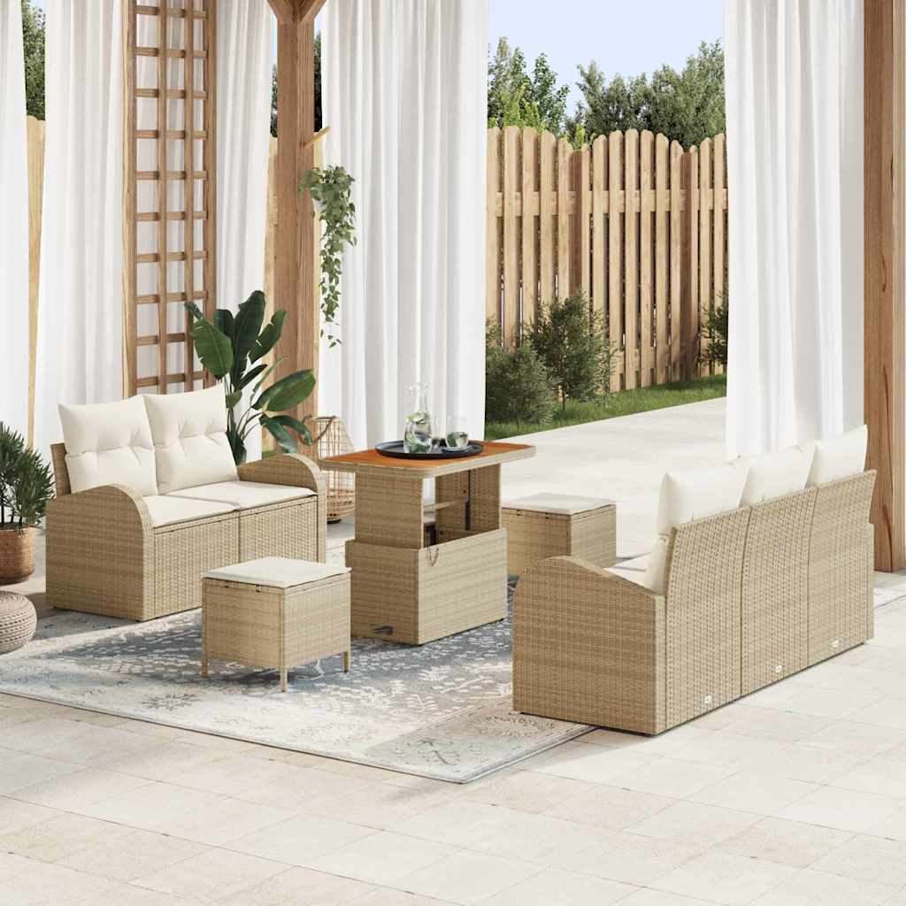 Tuin Sofa Set 8 st 7-Aantal zitplaatsen Beige en Crème