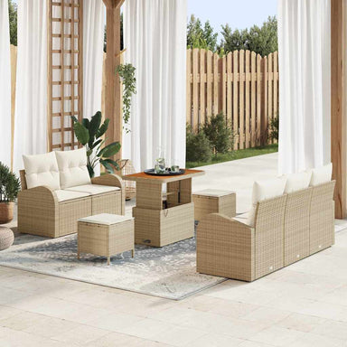 Tuin Sofa Set 8 st 7-Aantal zitplaatsen Beige en Crème