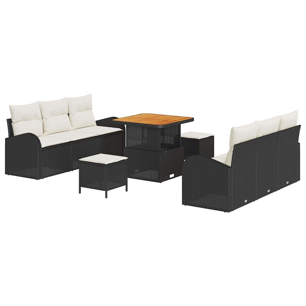Tuin Sofa Set 9 st 8-Aantal zitplaatsen Zwart en Crème