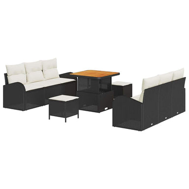 Tuin Sofa Set 9 st 8-Aantal zitplaatsen Zwart en Crème