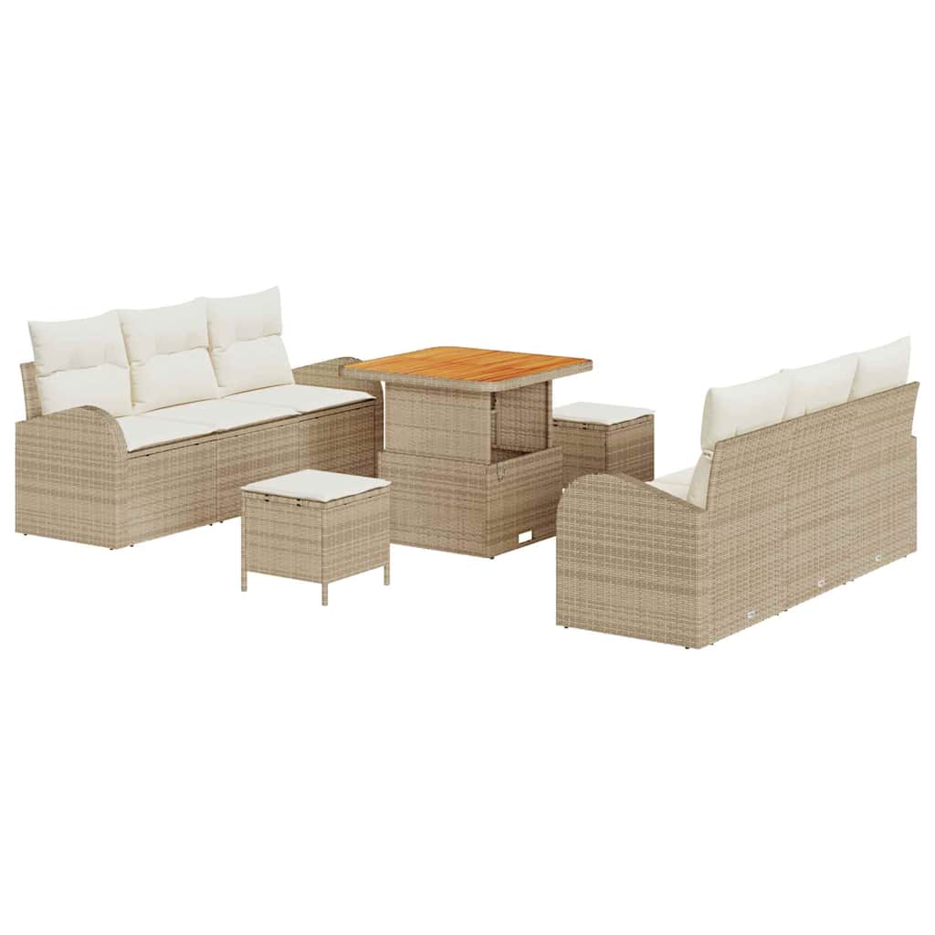 Tuin Sofa Set 9 st 8-Aantal zitplaatsen Beige en Crème