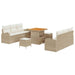 Tuin Sofa Set 9 st 8-Aantal zitplaatsen Beige en Crème