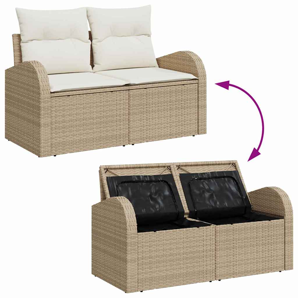 Tuin Sofa Set 9 st 8-Aantal zitplaatsen Beige en Crème