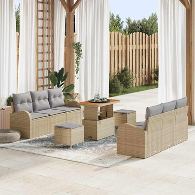 Tuin Sofa Set 9 st 8-Aantal zitplaatsen Beige en Licht Grijs