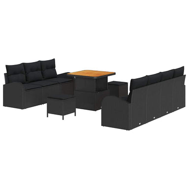Tuin Sofa Set 10 st 9-Aantal zitplaatsen Zwart